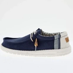 Heydude Men's Hey Dude Wally Linen Natural Navy -Heydude 110792568 03
