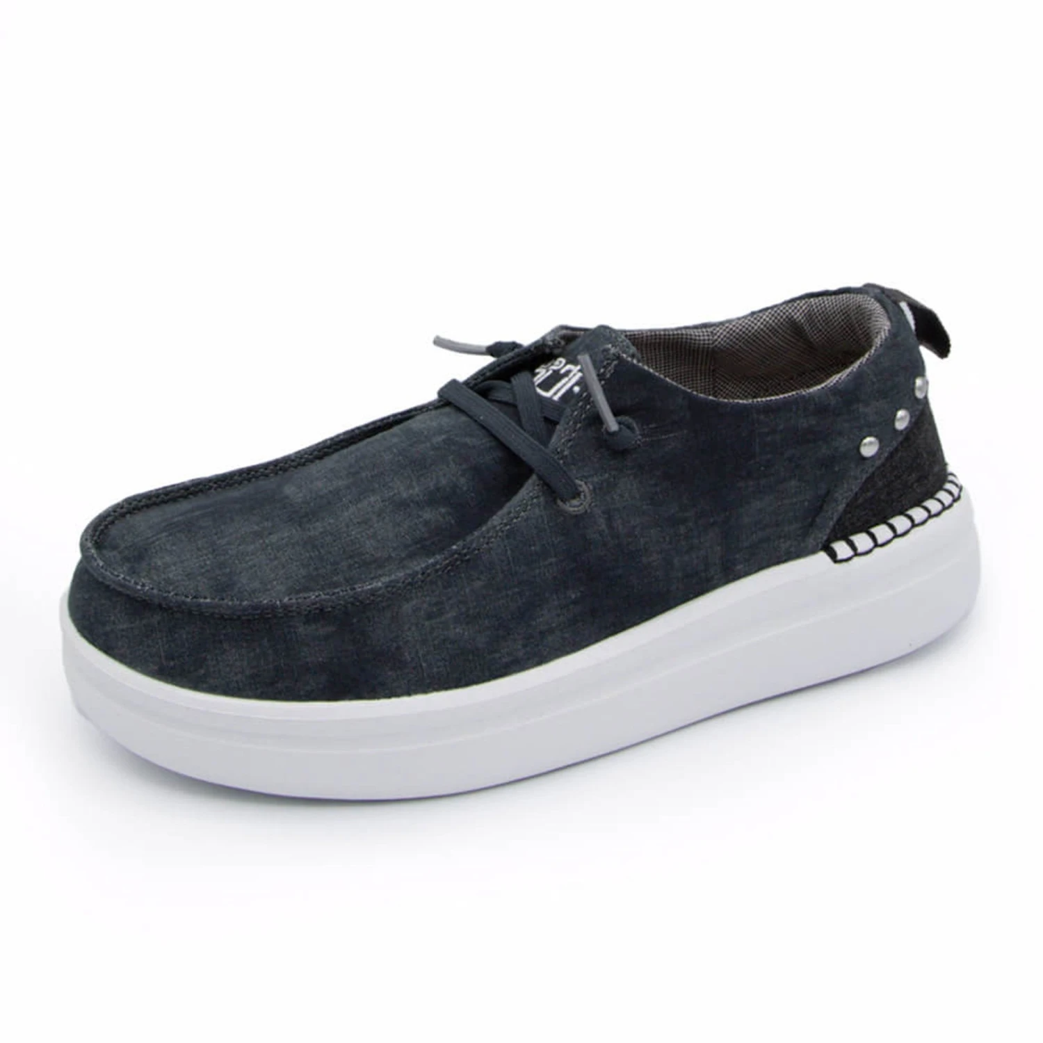 Heydude Hey Dude Shoes Women's Wendy Rise Platform Shoes In Rivet Onyx Grey 3 Heydude Hey Dude Shoes Women's Wendy Rise Platform Shoes In Rivet Onyx Grey